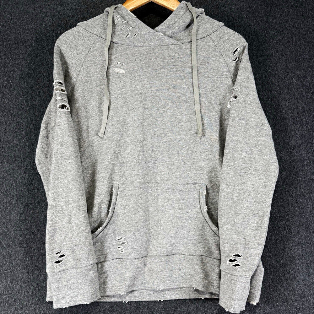 Chelsea DeBoer Lily & Lottie Womens Small Gray Distressed Pullover Hoodie